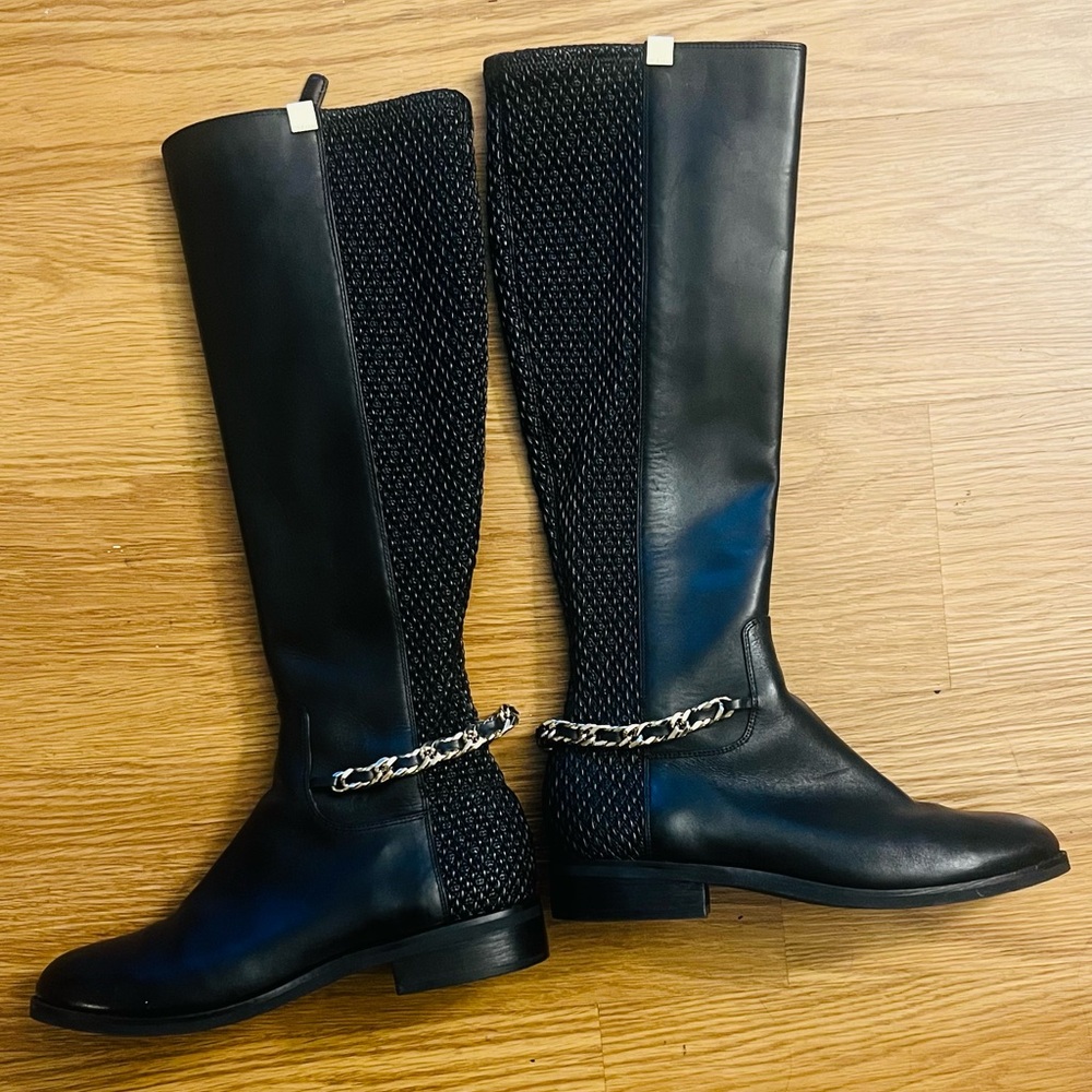 Cole Haan Women's Idina Leather Riding Tall Stretch Boots Size 7.5